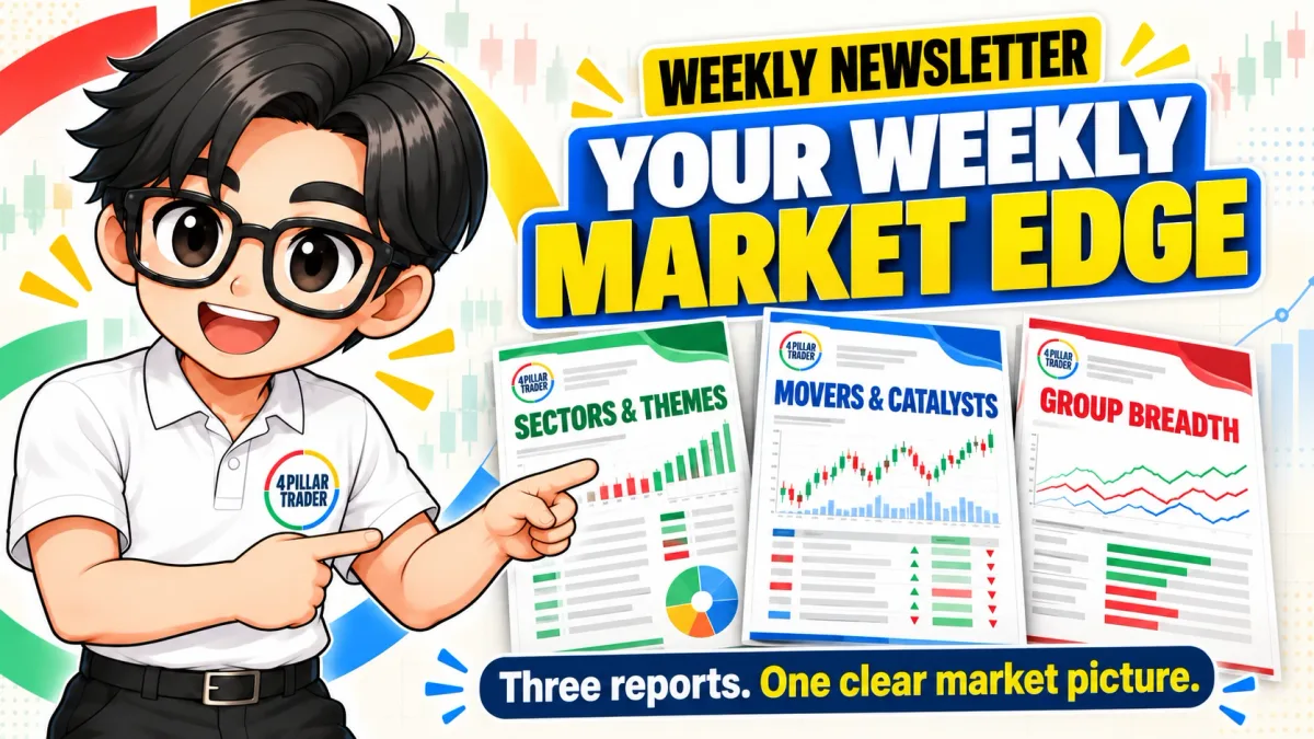 Your weekly market edge: the three reports in the weekly newsletter, sectors and themes, movers and catalysts, and group breadth